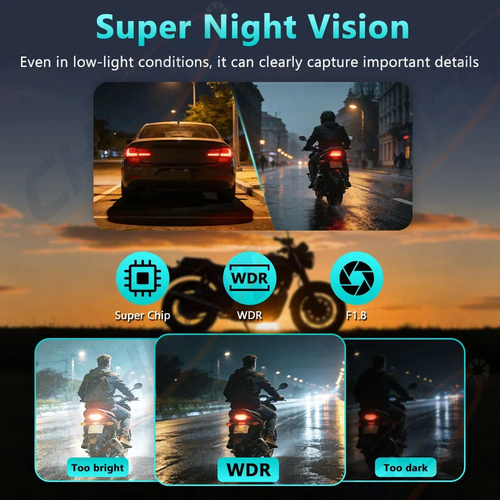 Motorcycle DVR 2K HD WiFi With - Cycling Loop 评论和价格