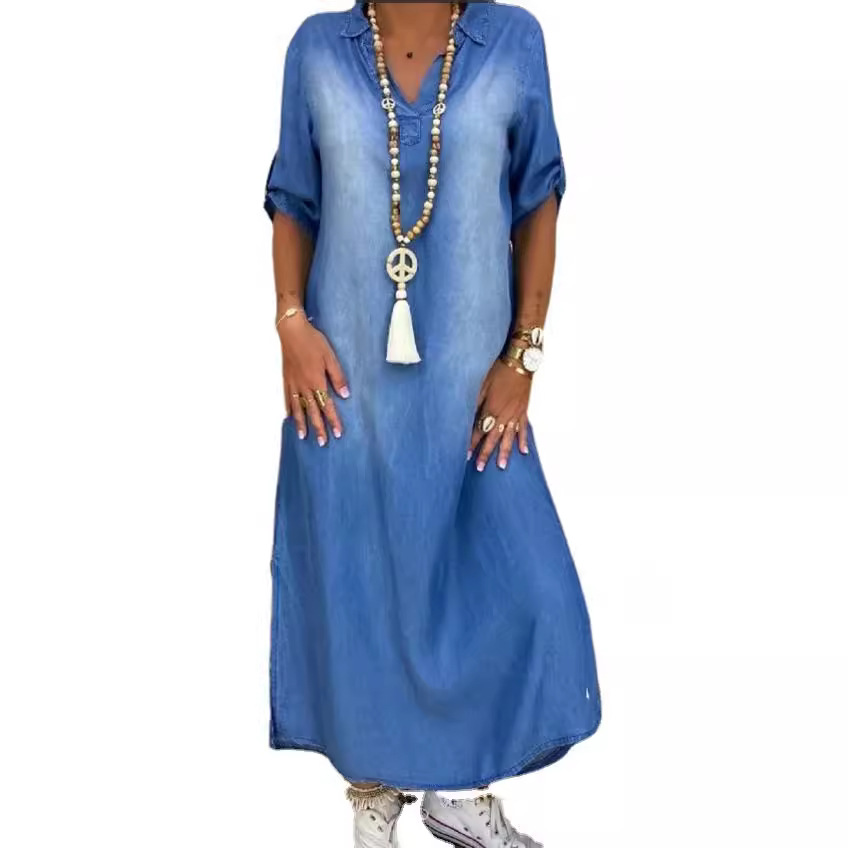 Loose Women's Denim Dress Wash - Cycling Commute Outfit 评论和价格